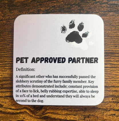 "Pet Approved Partner" coaster