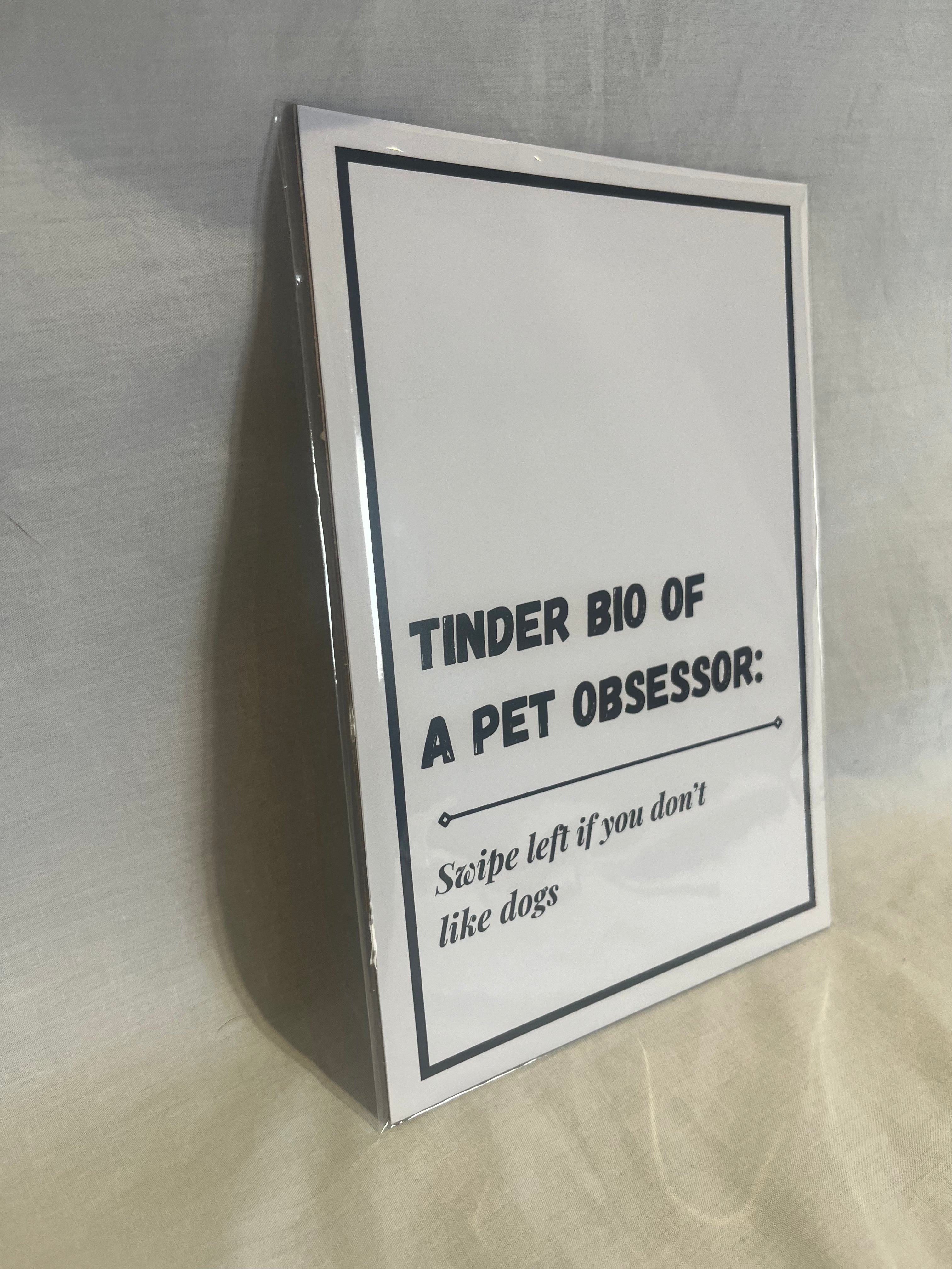"Tinder Bio: Swipe left" A5 Wall Print