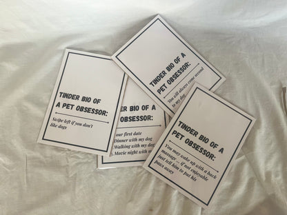 "Tinder Bio: Pick your first date" A5 Print