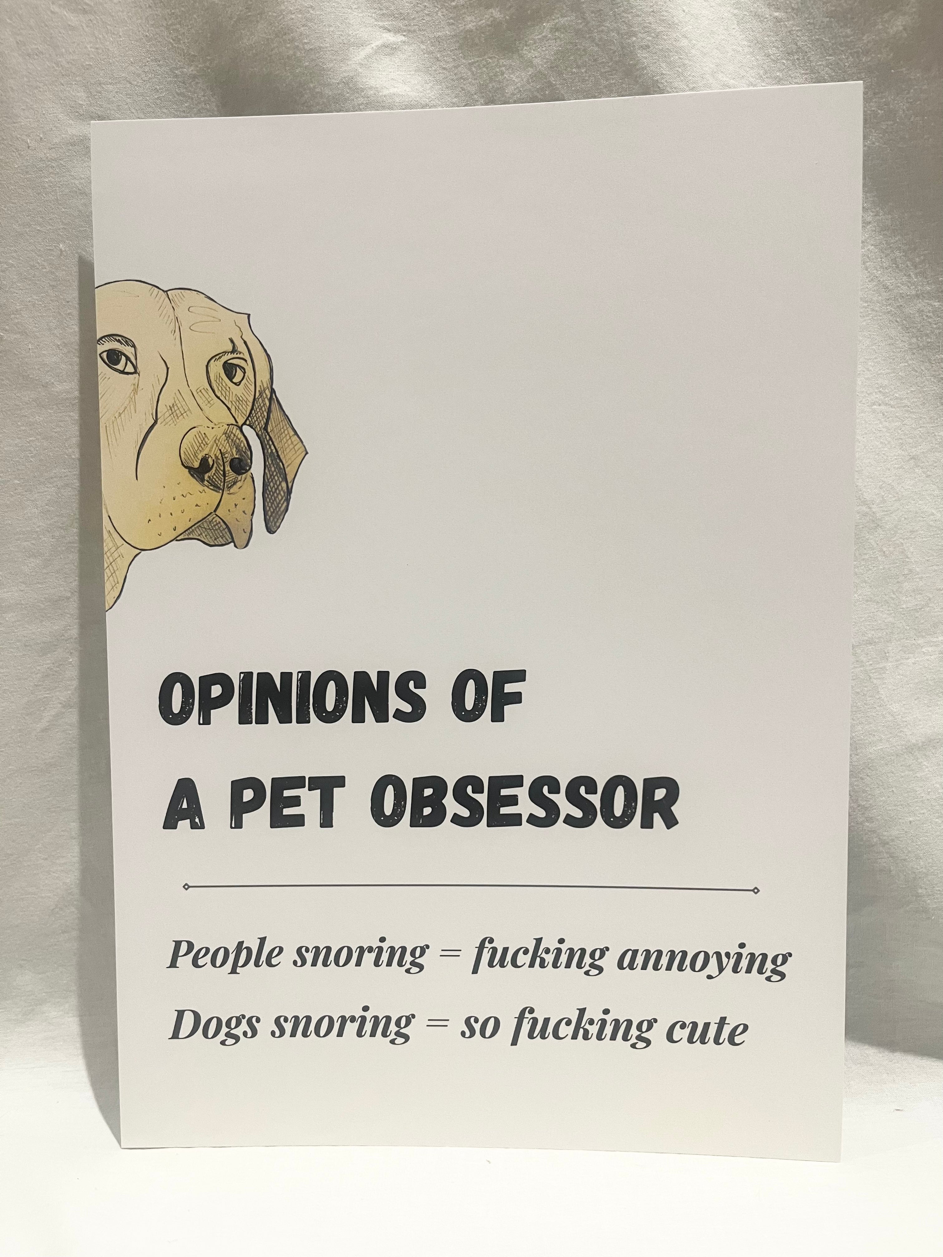 "Opinions of a Pet Obsessor: People snoring" A4 print